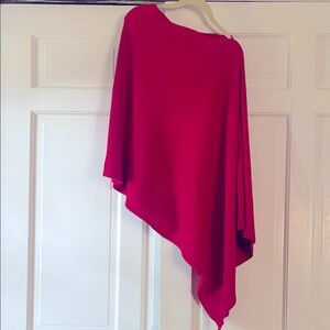Elegant Red Asymmetrical Poncho